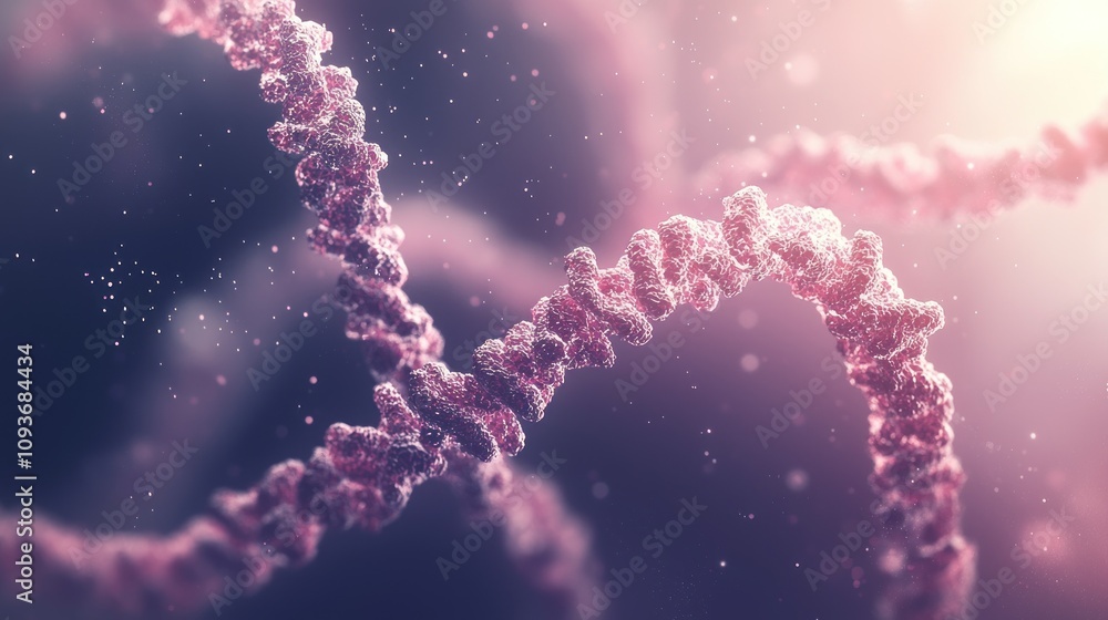 Aufkleber a close-up view of a double helix structure in pink and purple hues