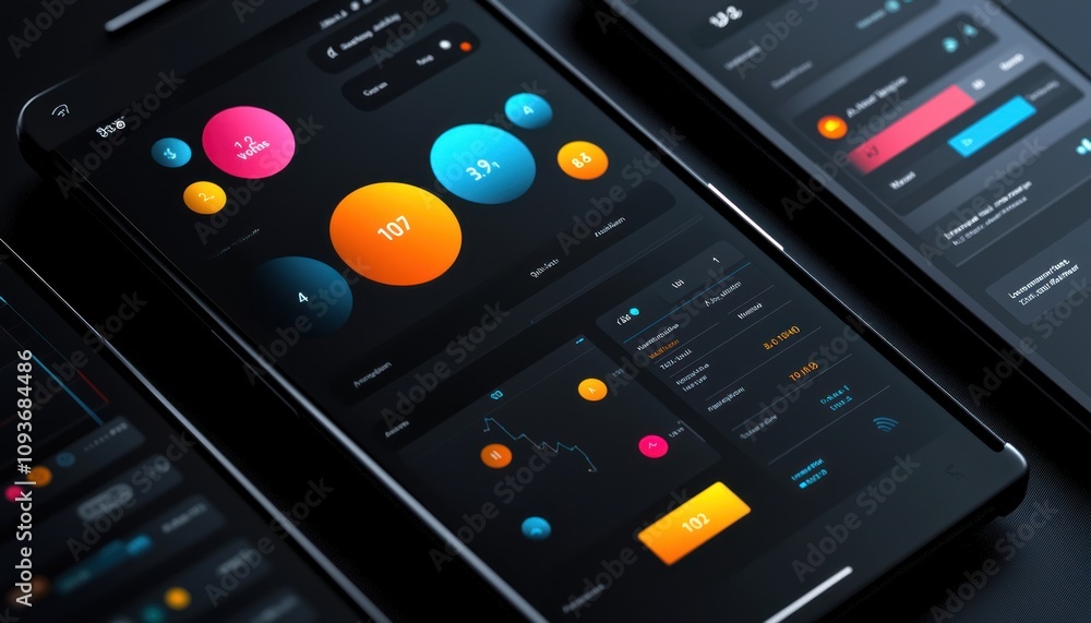 Poster Smartphone Screen Displaying Financial Data and Charts