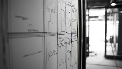 Hand-Drawn Architectural Plans on a Whiteboard