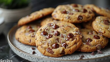 yummy looking teardrop shaped chocolate chip cookies on a plate