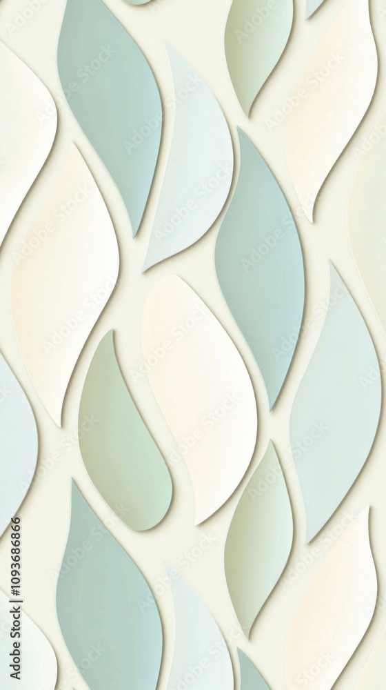 Poster elegant leaf pattern with soft pastel tones on textured background
