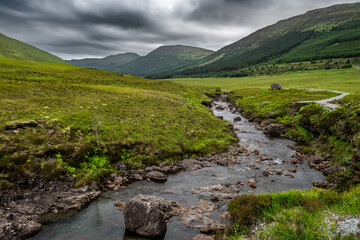 Valley Glen Brittle With River Brittle And Waterfalls With Fairy Pools On The Isle Of Skye In Scotland, UK