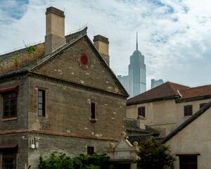 Ancient Brick Building with a Roof Top Garden