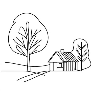 Cozy cottage in tranquil countryside with majestic trees