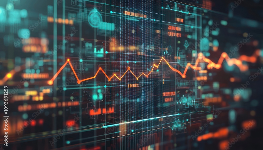 Poster Abstract Digital Interface with Data and Financial Chart
