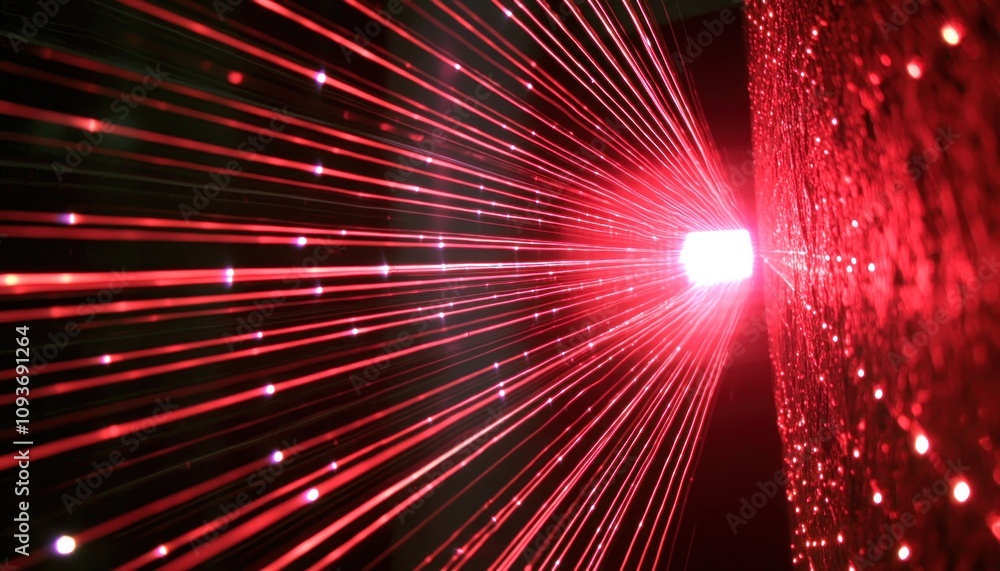 Poster red light streaks converging at a point