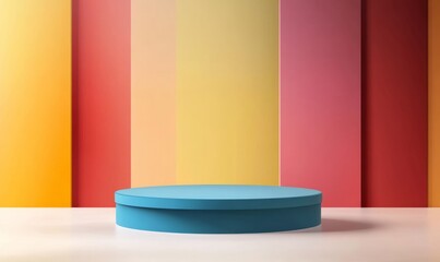 Abstract Minimalist Podium with Colorful Background