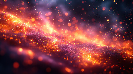 Fototapeta premium Glowing lava flow illuminated by vibrant colors in a dark environment during a stunning natural phenomenon. Generative AI