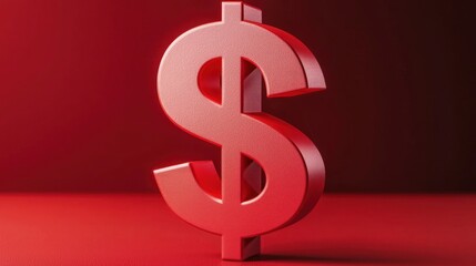 Fototapeta premium Red 3D Rendered Dollar Sign on Red Background