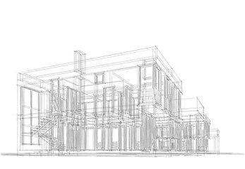 house building architecture 3d illustration