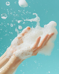 Fototapeta premium Hand washing with foamy soap