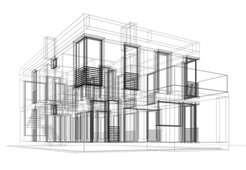 house building architecture 3d illustration