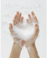 Fototapeta premium Hand washing with foamy soap