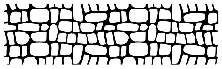 set of irregular stone wall patterns in black – black vector