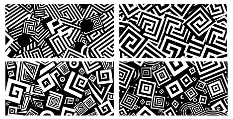 artistic black-and-white abstract pattern set – black vector