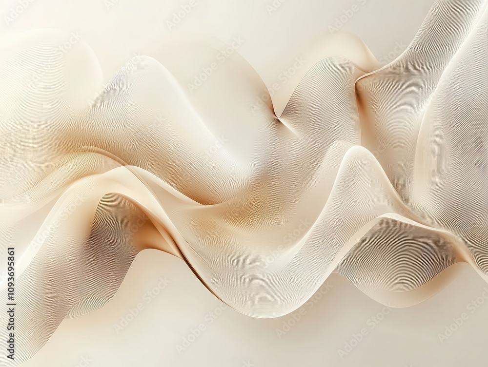 Poster abstract waves of soft beige fabric creating a smooth, flowing composition.