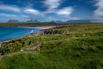 Atlantic Coast With Achnahaird Beach Near Brae Of Achnahaird In The Highlands Of Scotland, UK