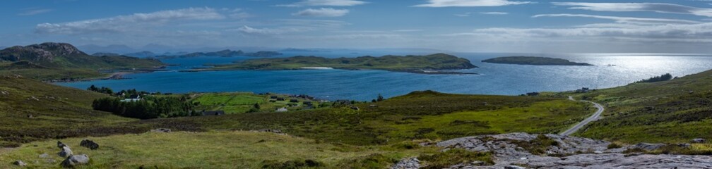 Atlantic Coast With Summer Isles, Isle Ristol And Eilean Mullagrach Near Village Altandhu In The Highlands Of Scotland, UK