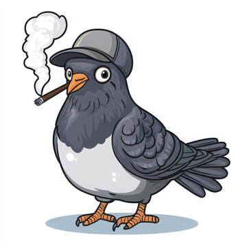 recommend clip art: cartoon pigeon bully pinup pop art retro PNG illustration. Comic book style imitation.
                    