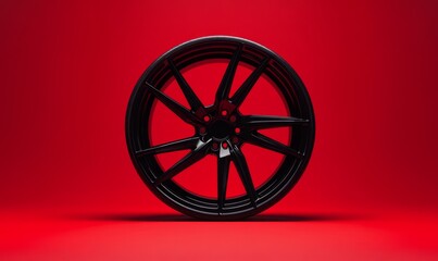 Fototapeta premium Black Rim on a Red Background