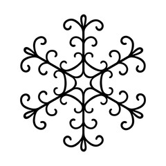 Snowflakes doodle.  Winter holiday decoration in sketch style.  Hand drawn vector illustration isolated on a transparent background