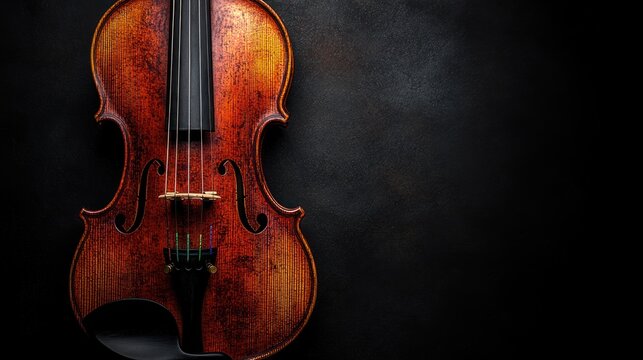 Antique violin on dark background.