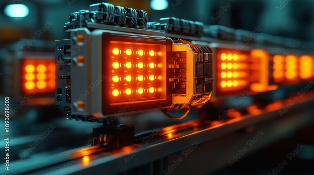 Poster automated led lights assembly line.