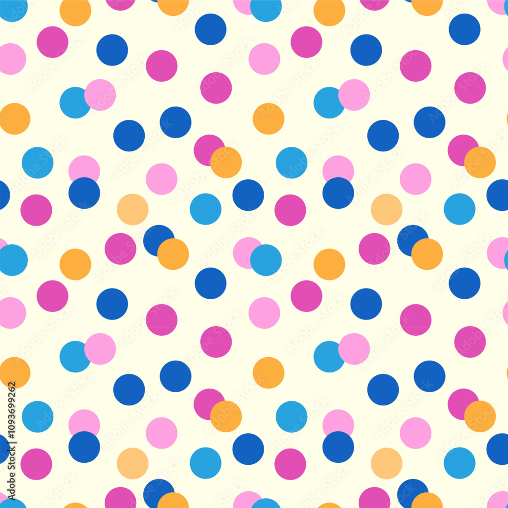 Poster dotted seamless pattern. polka dot playful background. abstract colorful confetti. simple dots illus