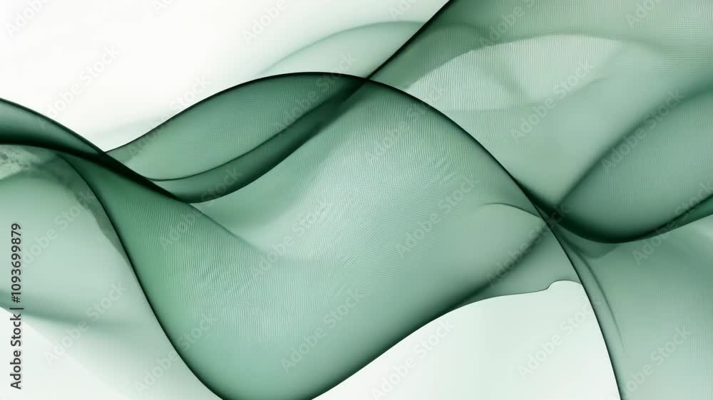 Poster abstract green wave patterns flowing gracefully across a minimalist background