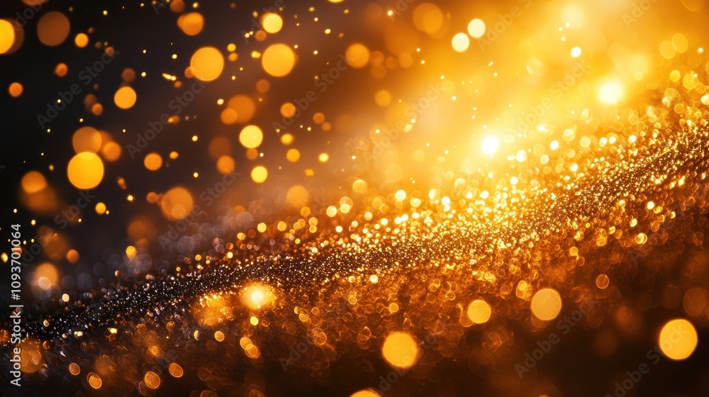 Poster abstract golden glitter and bokeh background