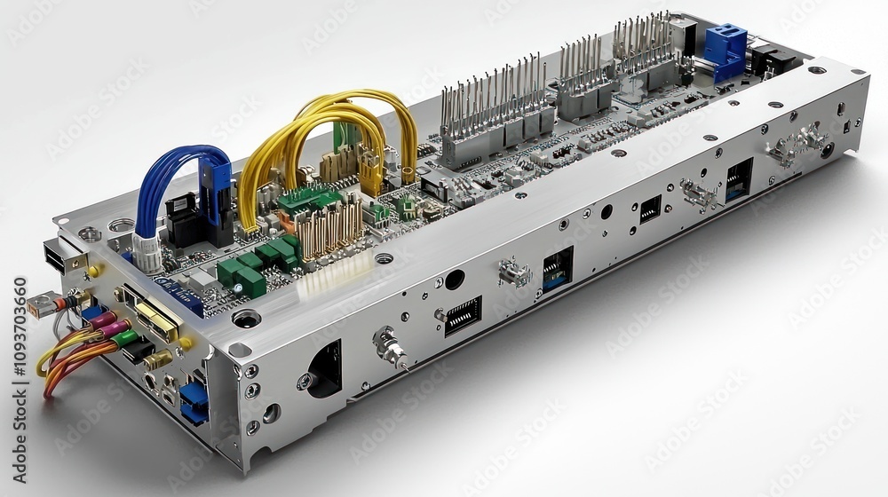 Poster circuit board with cables and connectors