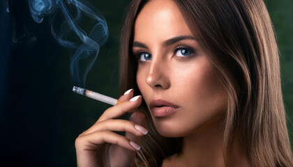 Obraz premium Frau mit Zigarette