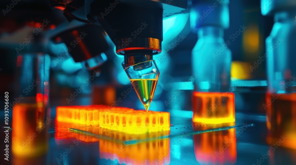 Poster Liquid Dropping onto a Transparent 3D-Printed Object