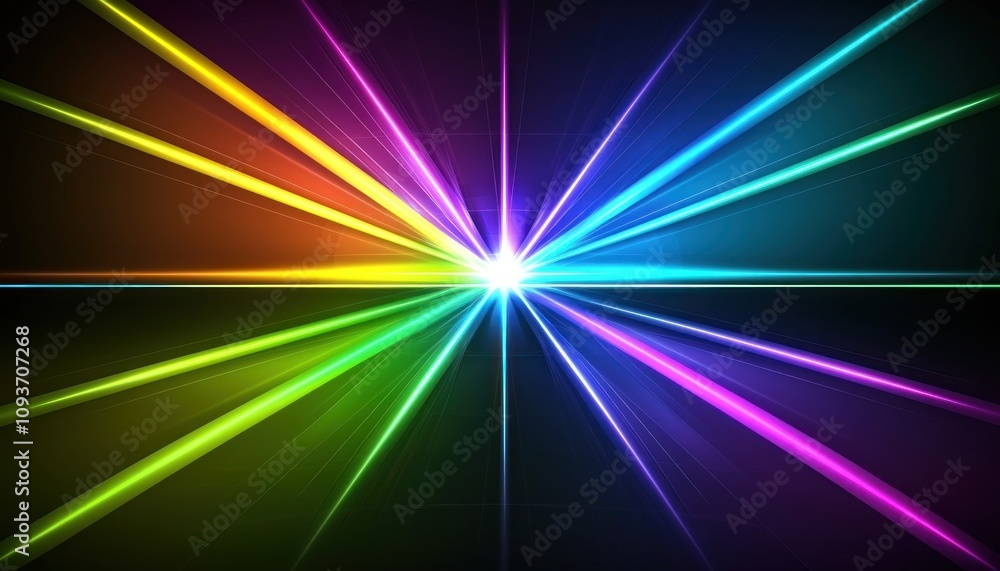 Aufkleber Abstract Colorful Light Rays Converging at a Central Point