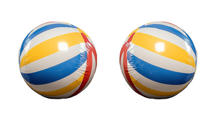 Naklejka premium Colorful beach balls with stripes and shiny surface on transparent background