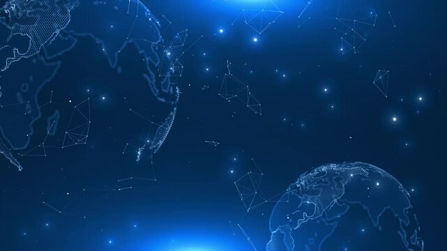 Wireframe internet, network wireless Technology connection for abstract, mockup or cyberspace for future software world map cybersecurity, cloud computing innovation web model Blockchain web 3.0 3D 4K