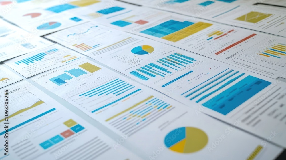 Leinwandbilder A Close-Up View of Several Data-Filled Charts and Graphs
