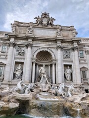 View of Rome Trevi Fountain (Fontana di Trevi) in Rome, Italy. Trevi is most famous fountain of Rome.
