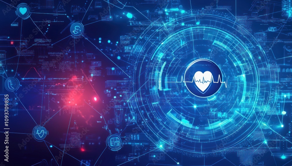Poster Digital Network with Heartbeat and Interconnected Data