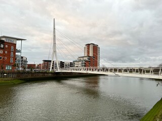 bridge over the  city river 