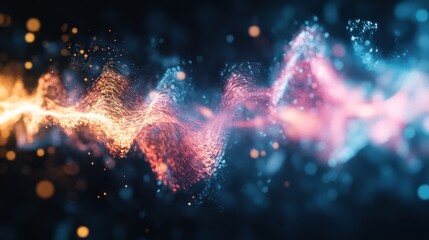 Abstract Digital Wave with Glowing Particles