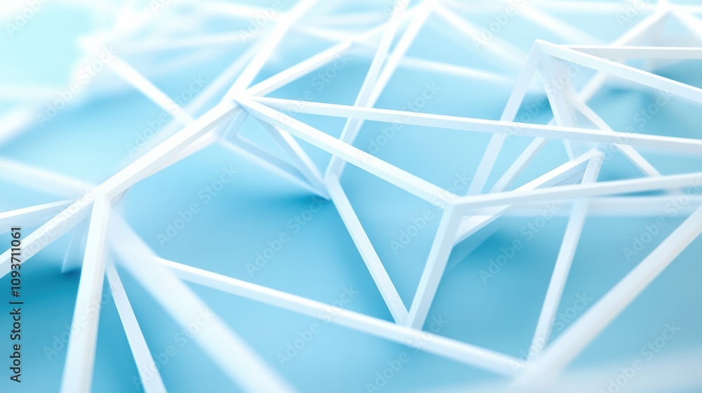 Poster 3d rendered intersecting lines forming neon blue and white abstract grids