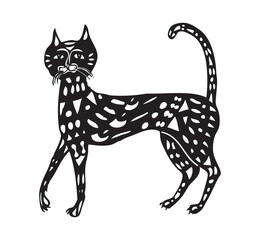 One cat decorative domestic fantasy cartoon character, vector illustration isolated on white