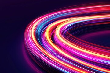 model modern design and avant-garde, A vibrant swirl of colorful light trails against a dark background, creating a dynamic and energetic visual effect.