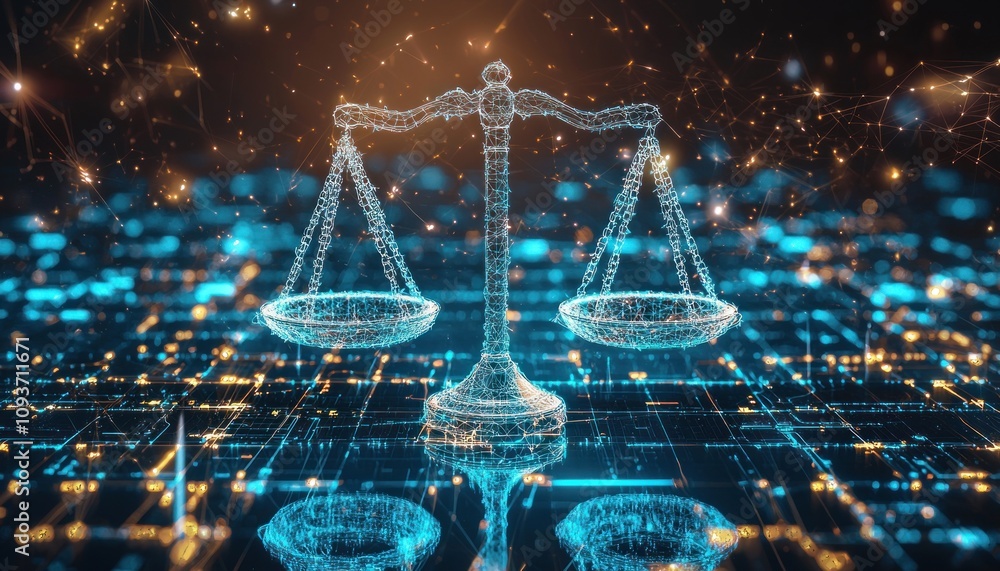 Poster digital scales of justice in a networked world