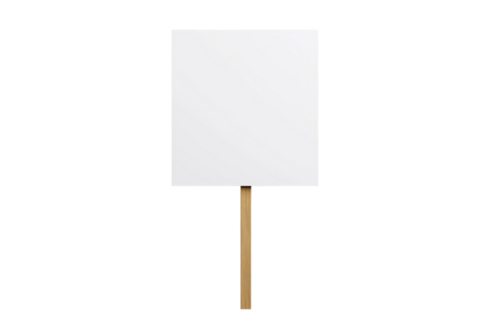 Blank protest sign ready for messages during a rally or demonstration in an urban environment