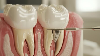 dentist performs root canal treatment focusing cleaning and shaping tooths inner structure precision instruments clinical environment