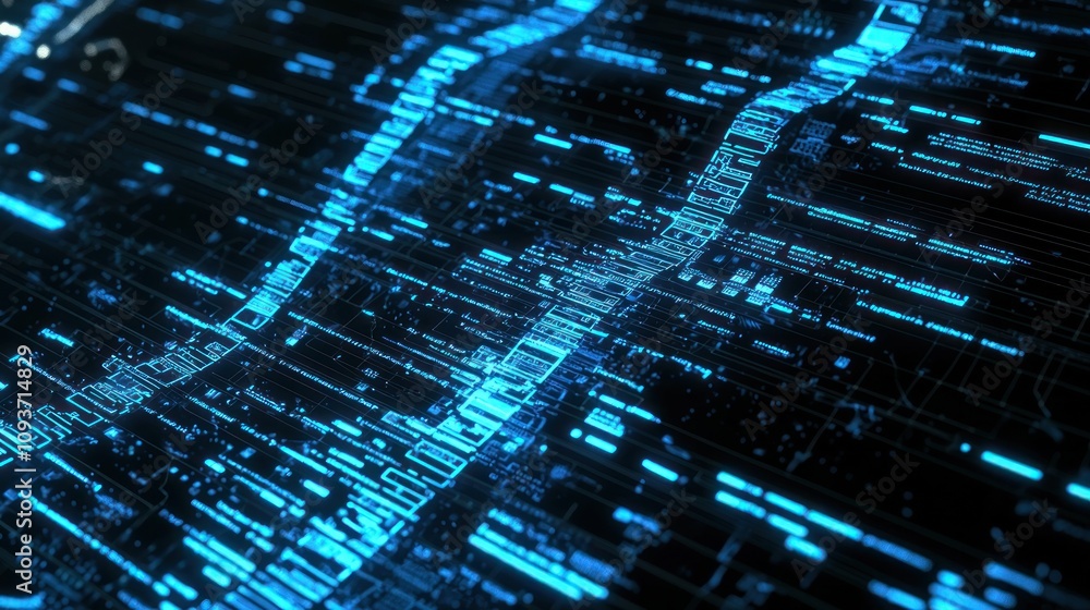 Poster abstract digital network with glowing blue lines