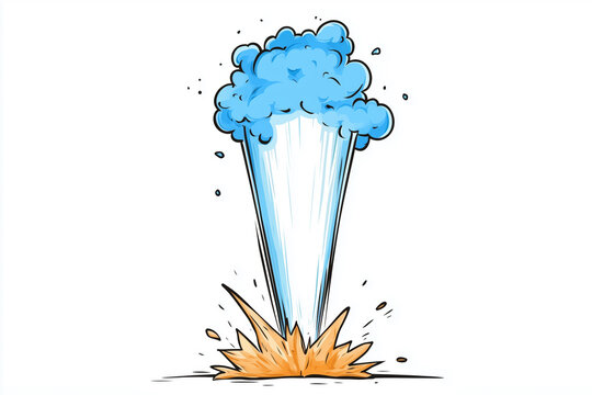 recommend clip art: Cartoon explosion with orange bursts at the base and blue smoke rising 
