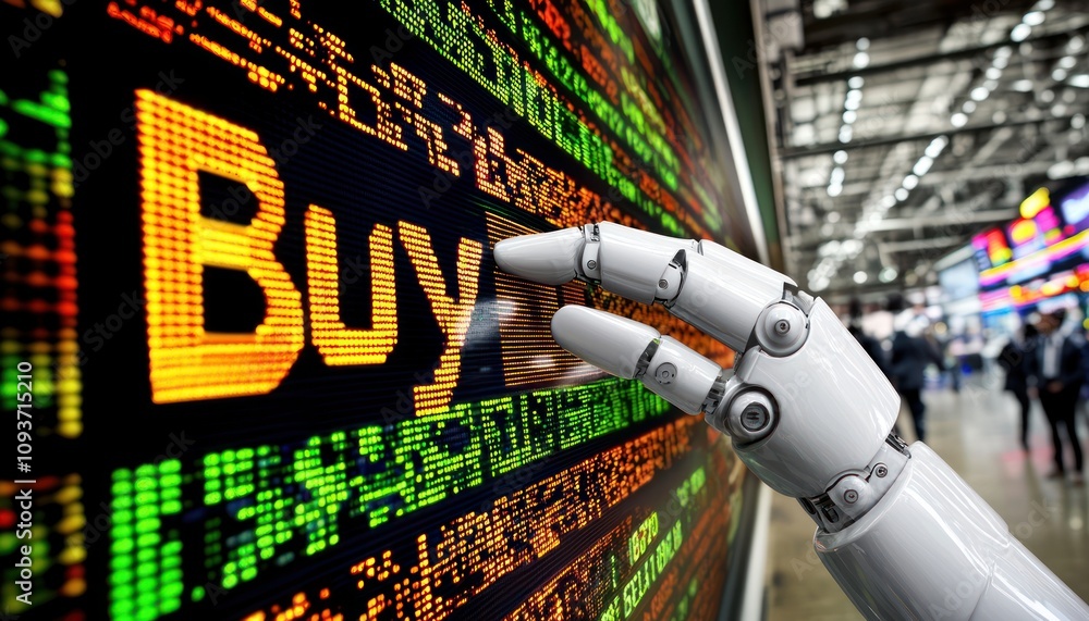 Poster Robotic Hand Interacting with a Digital Display Showing 